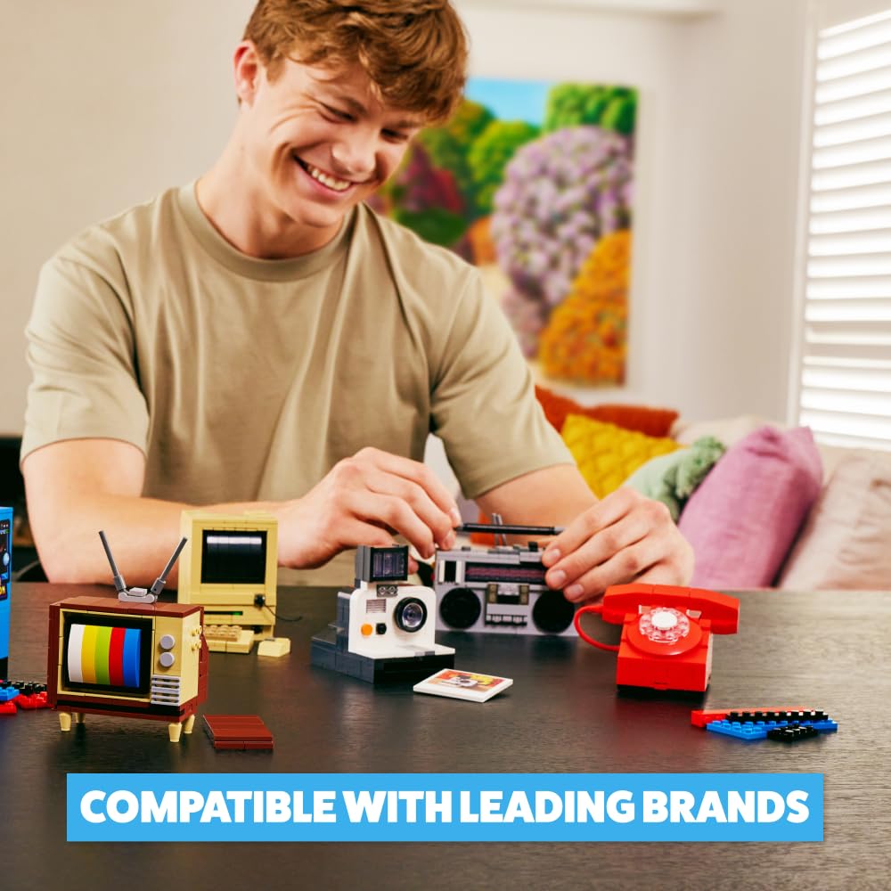 MAX Premium Retro-Bausteine – Telefon-Design, 256-teiliges Sammelset für Kinder ab 3 Jahren