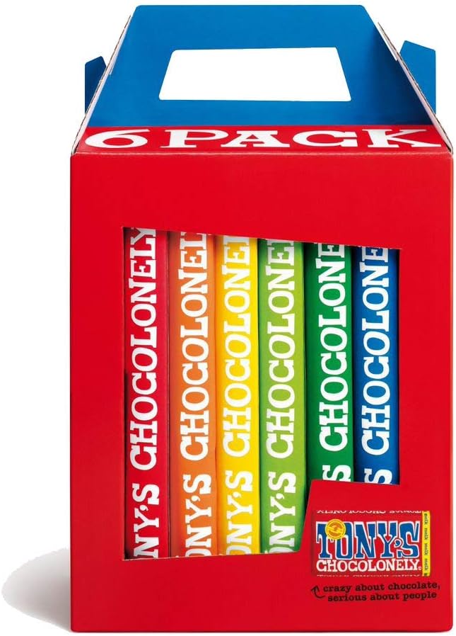 Tony's Chocolonely – Rainbowpack Klassische Schokoladen-Vielfaltspackung (6 x 180 g)