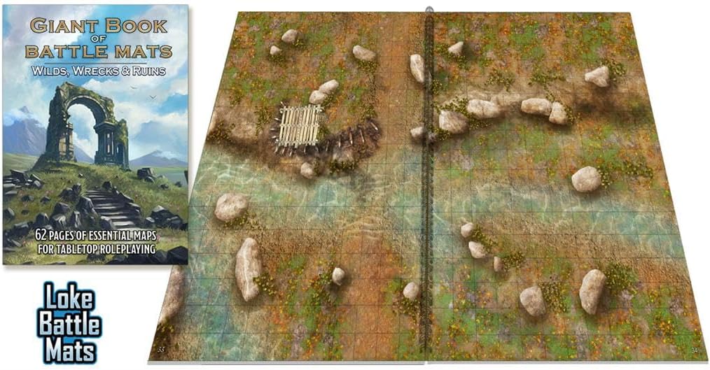 Loke BattleMats – Riesiges Buch der Battle Mats – Wilds, Wrecks & Ruins – Spielzubehör