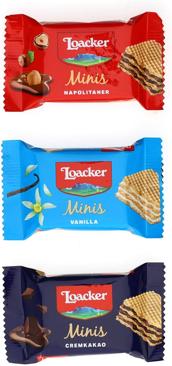 Loacker Minis Knusperwaffeln Mix - Haselnuss, Schokolade & Vanille 800g