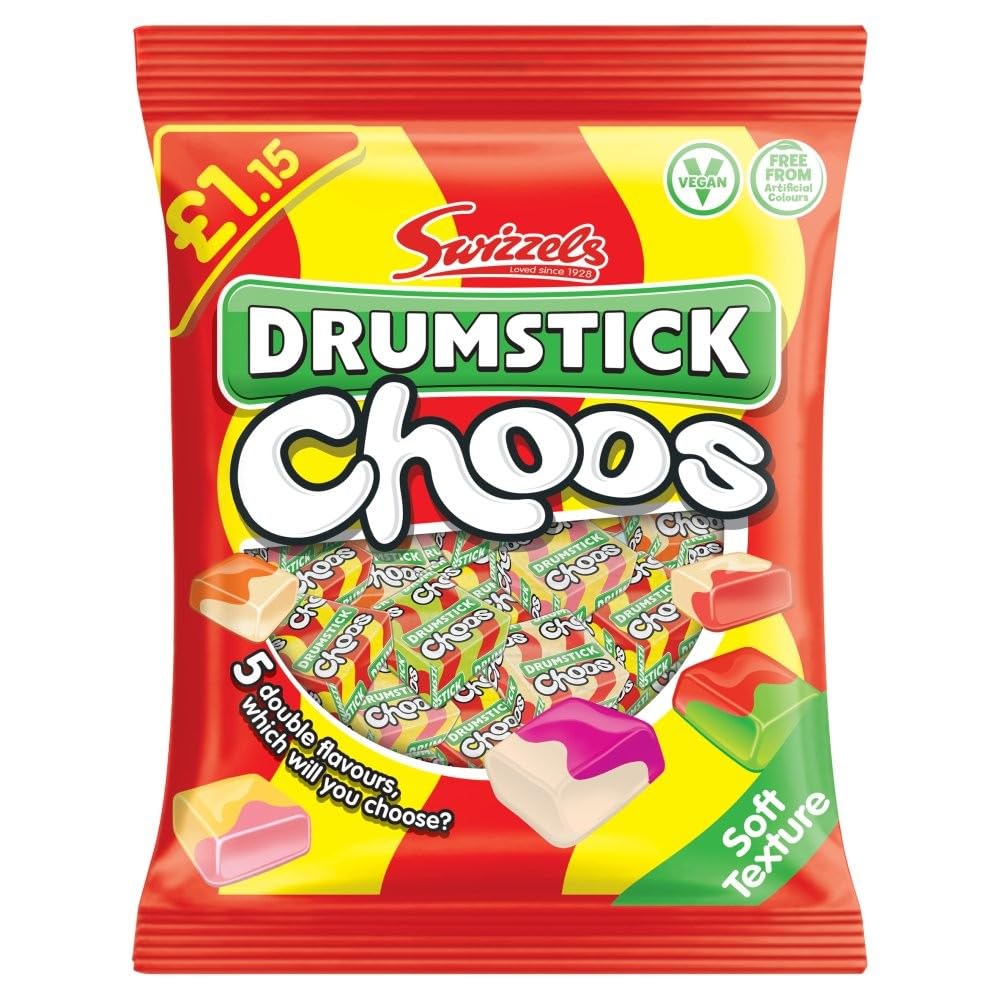 Swizzels Drumstick Choos – zähe Fruchtbonbons mit knuspriger Hülle