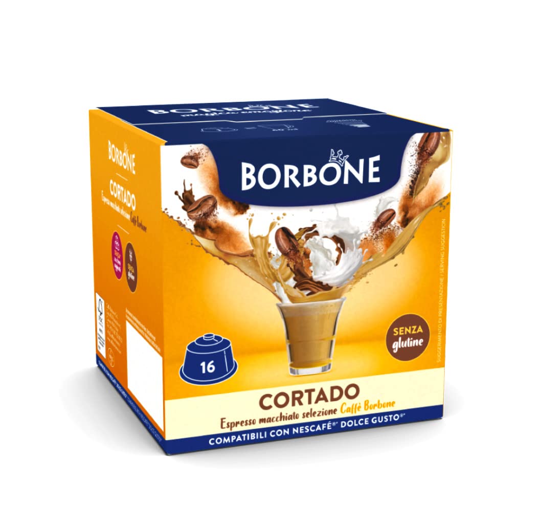 Caffè Borbone Cortado – Espresso Macchiato – 64 Kapseln (4 Packungen à 16) – kompatibel mit Nescafè Dolce Gusto