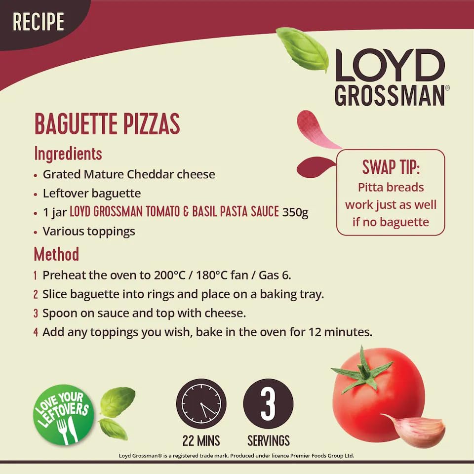 Loyd Grossman Italienische Tomaten-Basilikum-Sauce (350 g)