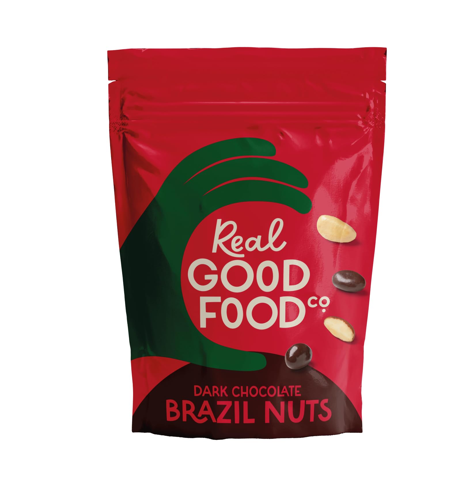 Real Good Food Co. Paranüsse mit dunkler Schokolade, 150 g – schokoladenüberzogener Nuss-Snack