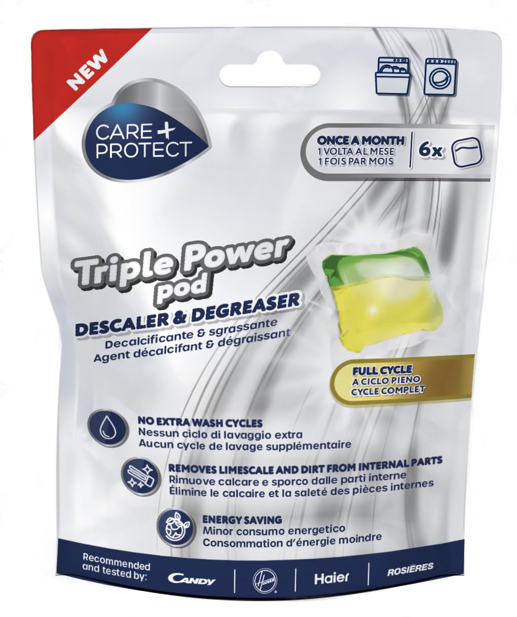 CARE + PROTECT Triple Power Pod Entkalker & Entfetter für Waschmaschine & Geschirrspüler - 6er-Pack