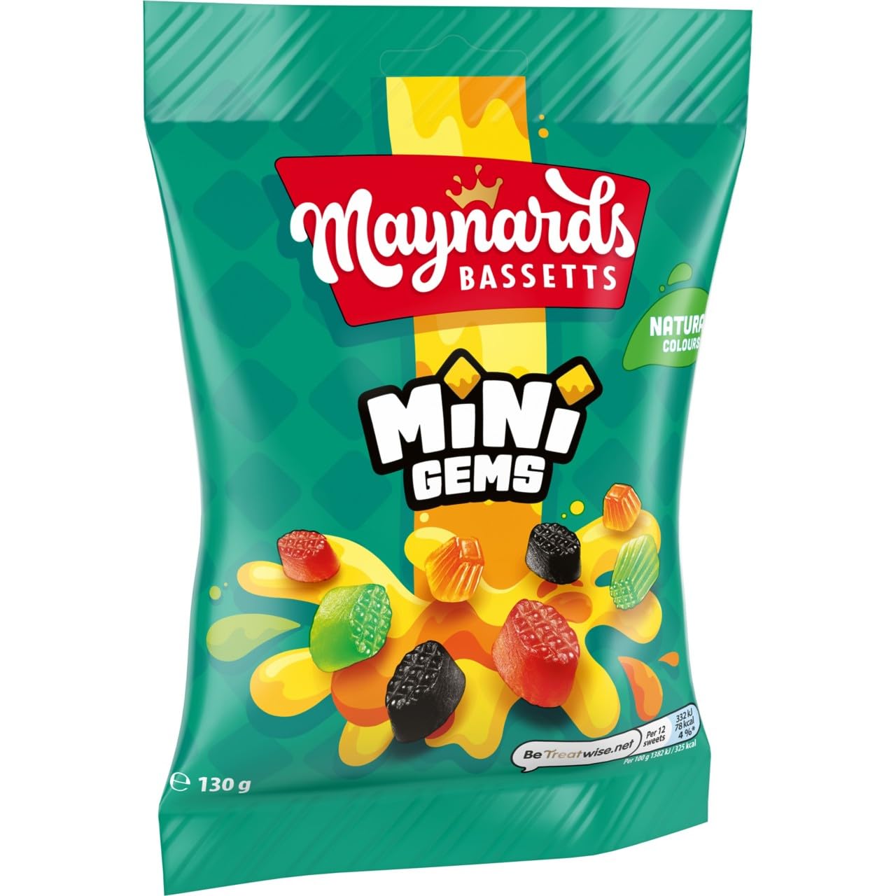 Maynards Bassetts Minigems, verschiedene Fruchtgummi-Süßigkeiten, 130 g, wiederverschließbarer Beutel