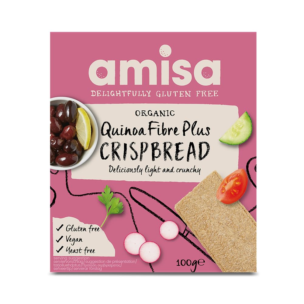 Amisa Quinoa Ballaststoff-Knäckebrot, 100 g – Bio, glutenfrei, ballaststoffreich, vegane Cracker