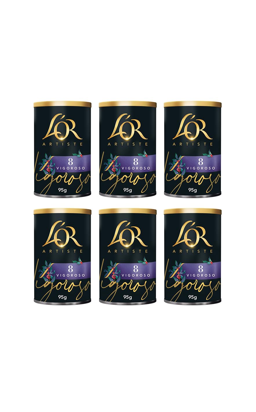 L'OR Artiste Vigoroso Instantkaffee 95 g, Intensität 8 (Packung mit 6 Dosen, insgesamt 570 g)