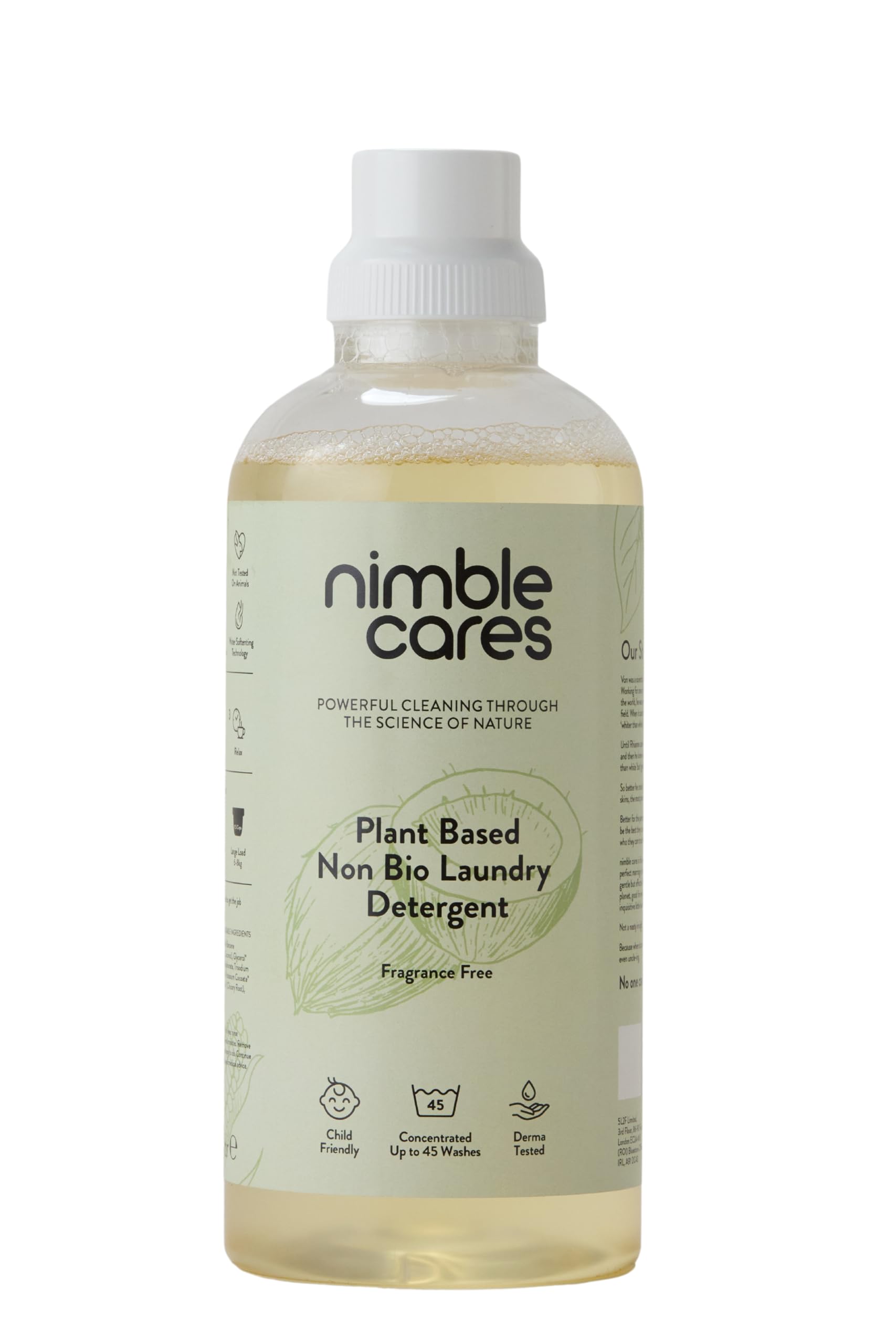 Nimble Cares – Waschmittel auf Pflanzenbasis, nicht biologisch, parfümfrei, 1000 ml