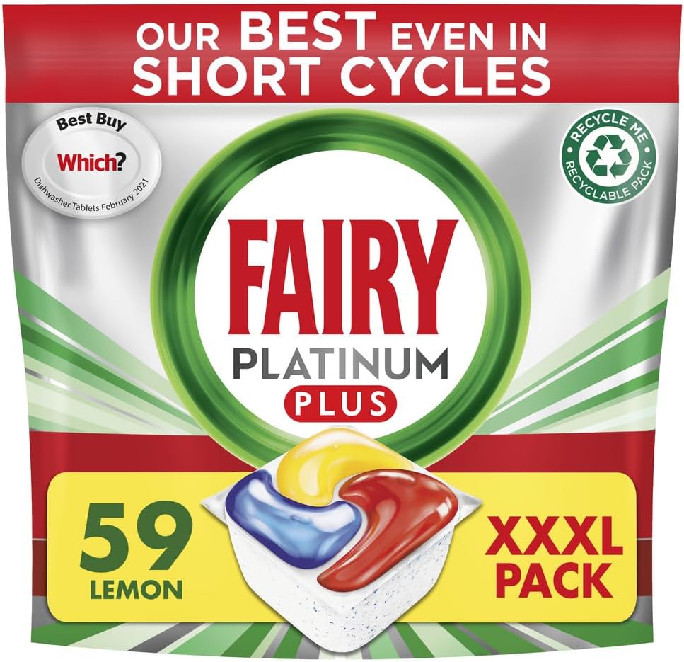 Fairy - Platinum Plus All-In-1 Geschirrspültabs, 59 Tabs, Zitrone