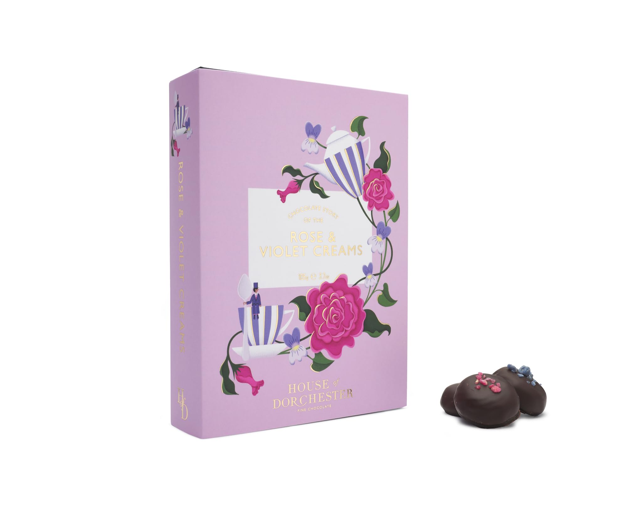 House of Dorchester Library Collection – Schokoladenbuchbox mit Rose & Violet Creams