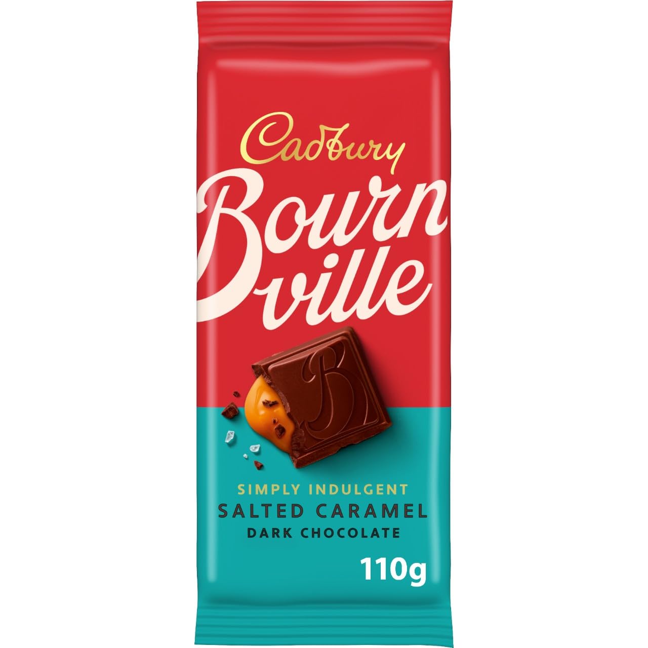 Cadbury Bournville Simply Indulgent Dunkle Schokoladentafel mit gesalzenem Karamell, 100 g