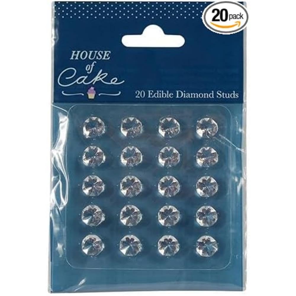 House of Cake – Essbare Diamantnieten aus transparenten Jelly Gems, Kuchendekoration, 10 mm