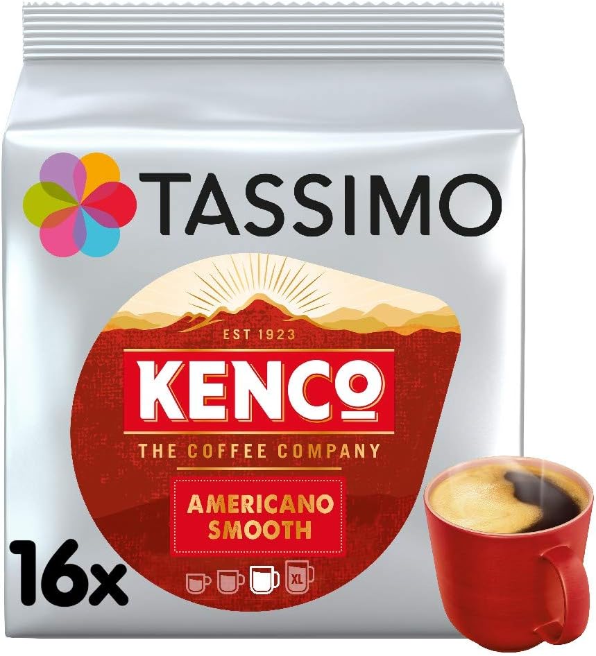 Tassimo Kenco Americano Smooth Kaffeepads (Packung mit 16 T DISCs) – 5 Packungen (insgesamt 80 Kapseln)