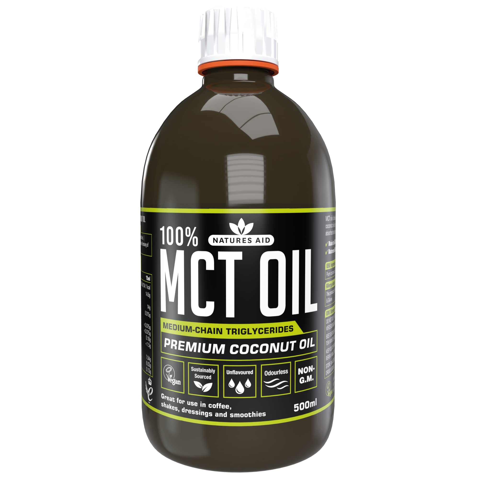 Natures Aid 100 % MCT-Öl 500 ml – Premium Kokosnuss-MCT – Keto-freundlich – Vegan, gentechnikfrei, glutenfrei