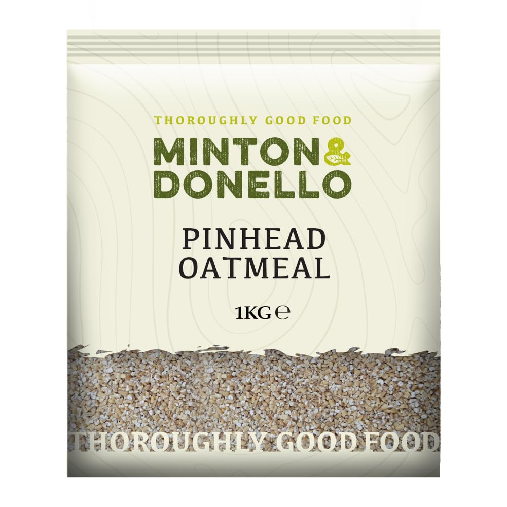 Minton & Donello 1 kg Pinhead-Haferflocken – Stahlgeschnittene Haferflocken für Porridge, Backen und Kochen