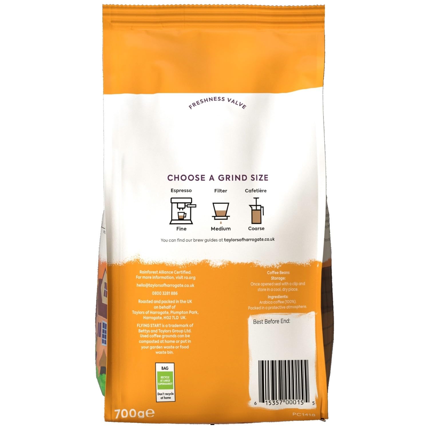 Taylors of Harrogate Flying Start Kaffeebohnen, 700 g – Dunkel geröstete Arabica-Mischung