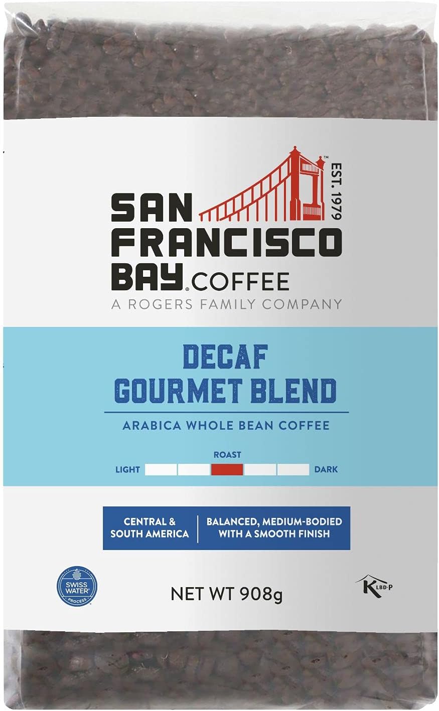 San Francisco Bay Coffee DECAF Gourmet Blend, ganze Bohne, 908 g