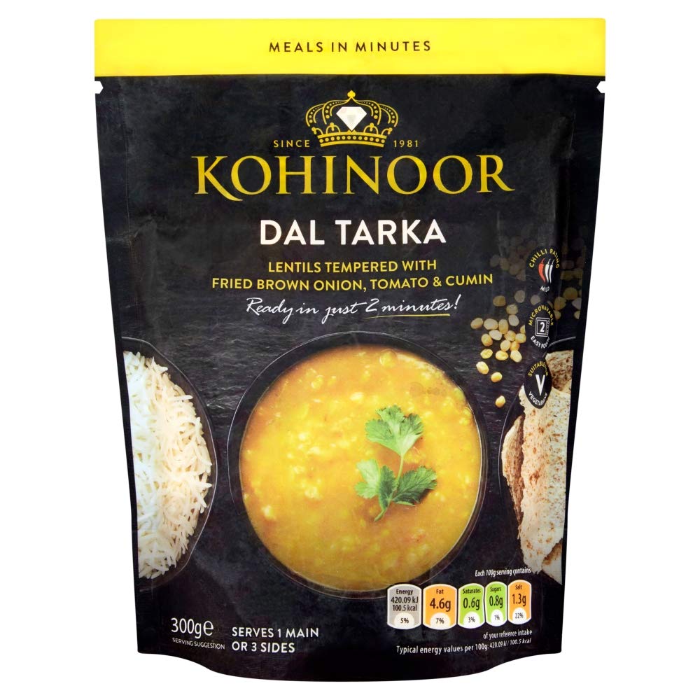Kohinoor Dal Tarka Linsen, 300 g – Vorgewürzte Linsenmischung mit indischen Gewürzen