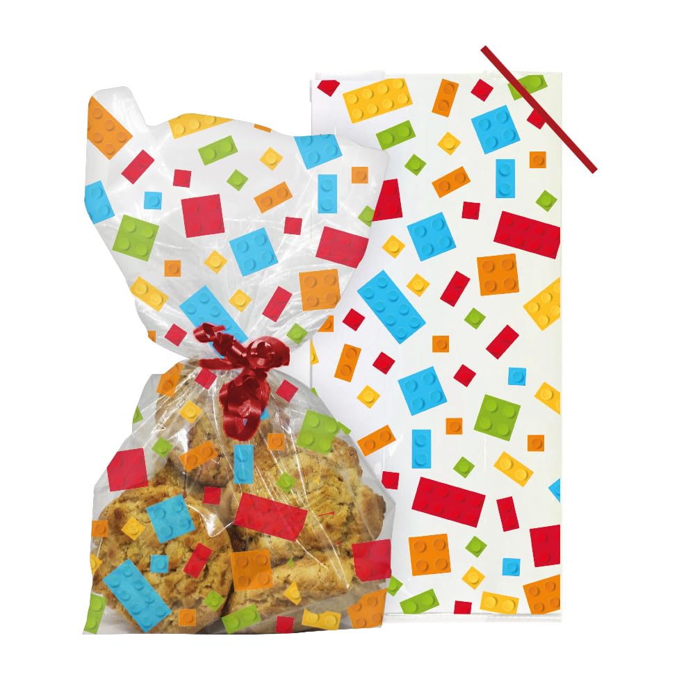 Party-Geschenktüten zum Jahrestag mit Hausbausteinen – 40 Stück Leckerli-Tüten mit Drehverschlüssen