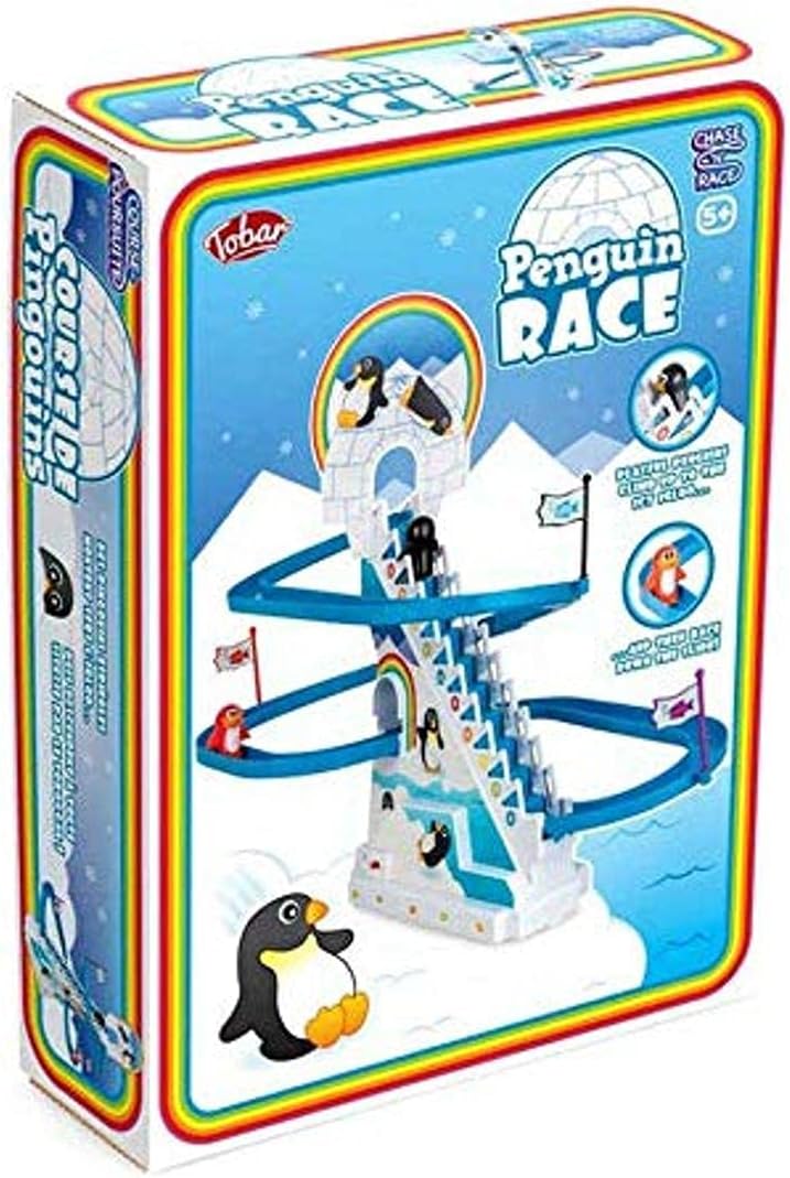 Tobar Penguin Race Retro Game - Sliding Penguin Playset for Kids