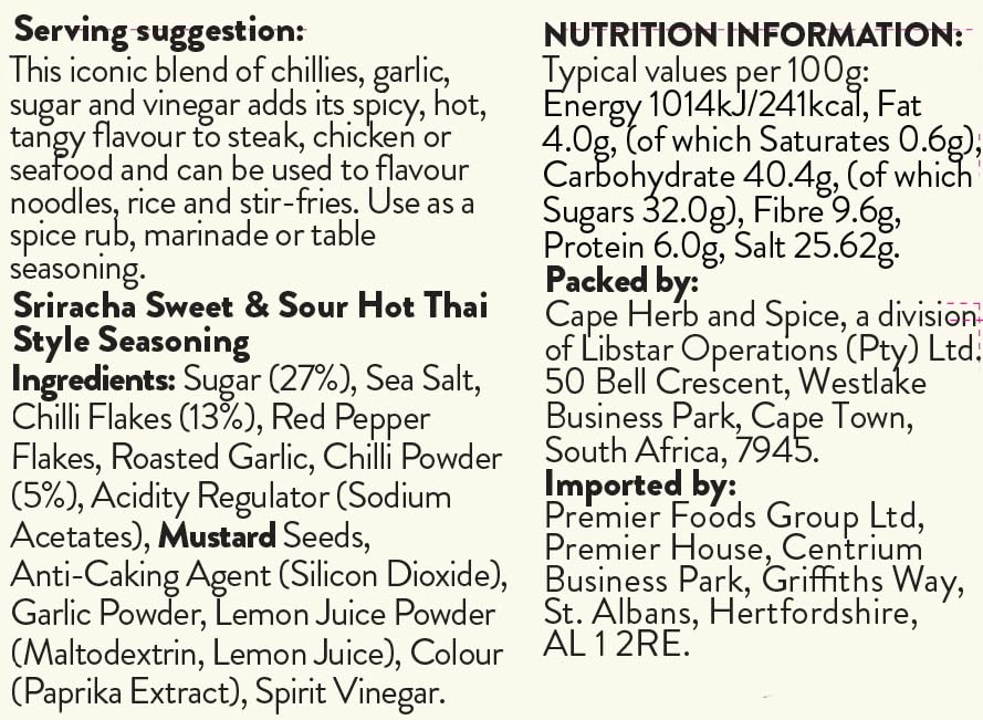 Cape Herb & Spice - Sriracha Chili süß-sauer scharfes Thai-Gewürz