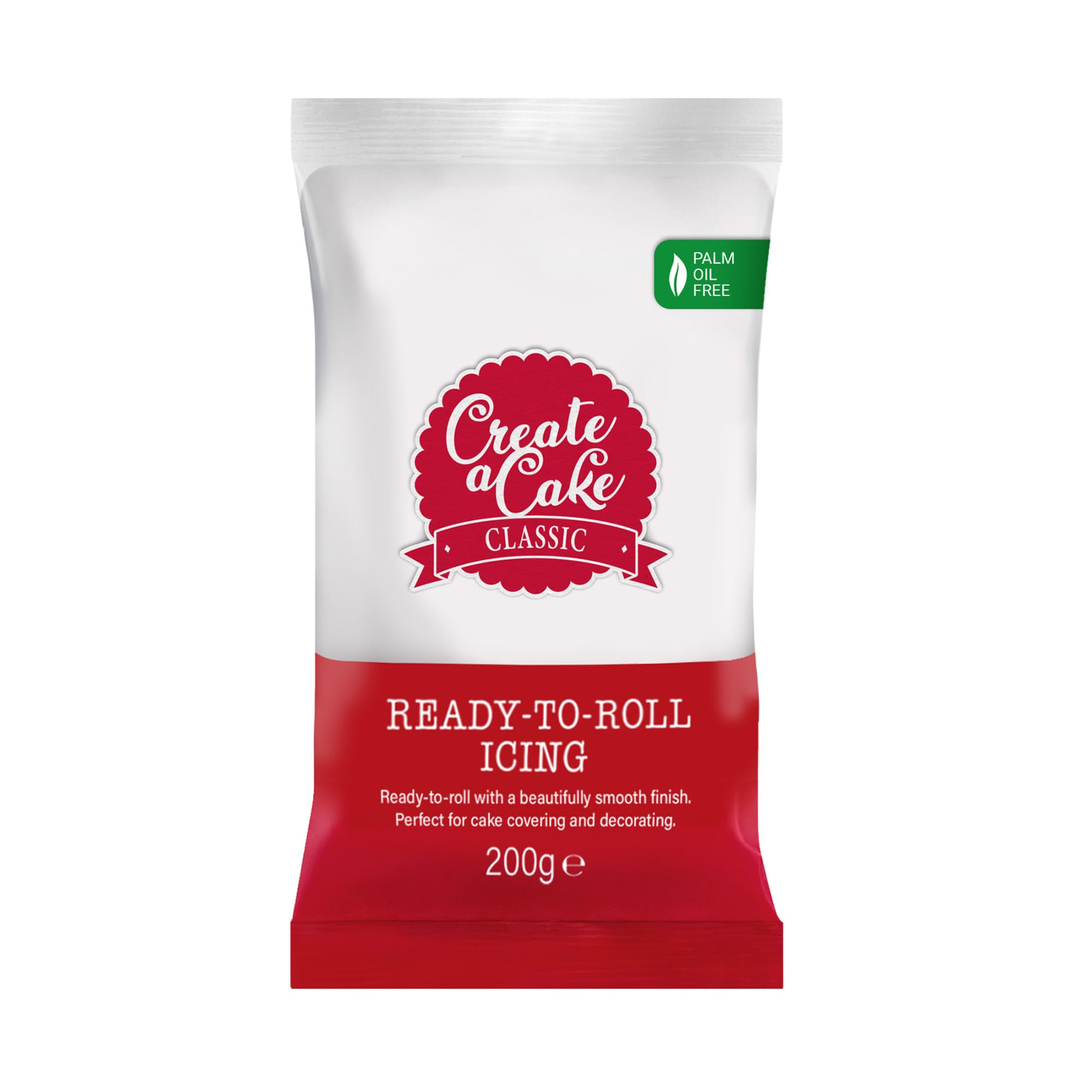 Create A Cake – Rollfertiger Zuckerguss, weißer Fondant, Zuckerpaste, 200 g