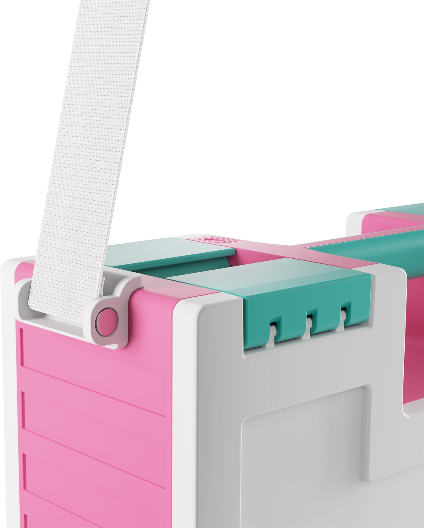 Gamegenic Game Castle Aufbewahrungskoffer für Brettspiele, Pink/Weiß/Blaugrün