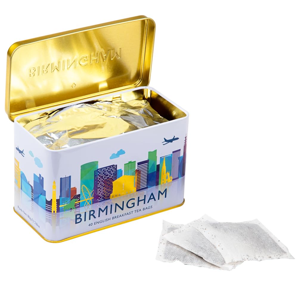 New English Teas Birmingham City Skyline – English Breakfast Teedose mit 40 Teebeuteln