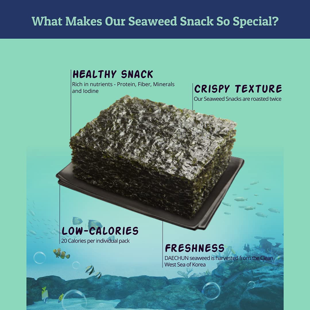 DAECHUN Bio-Algen-Snack, 20er-Pack, USDA-zertifiziert, mit Bio-Olivenöl geröstet