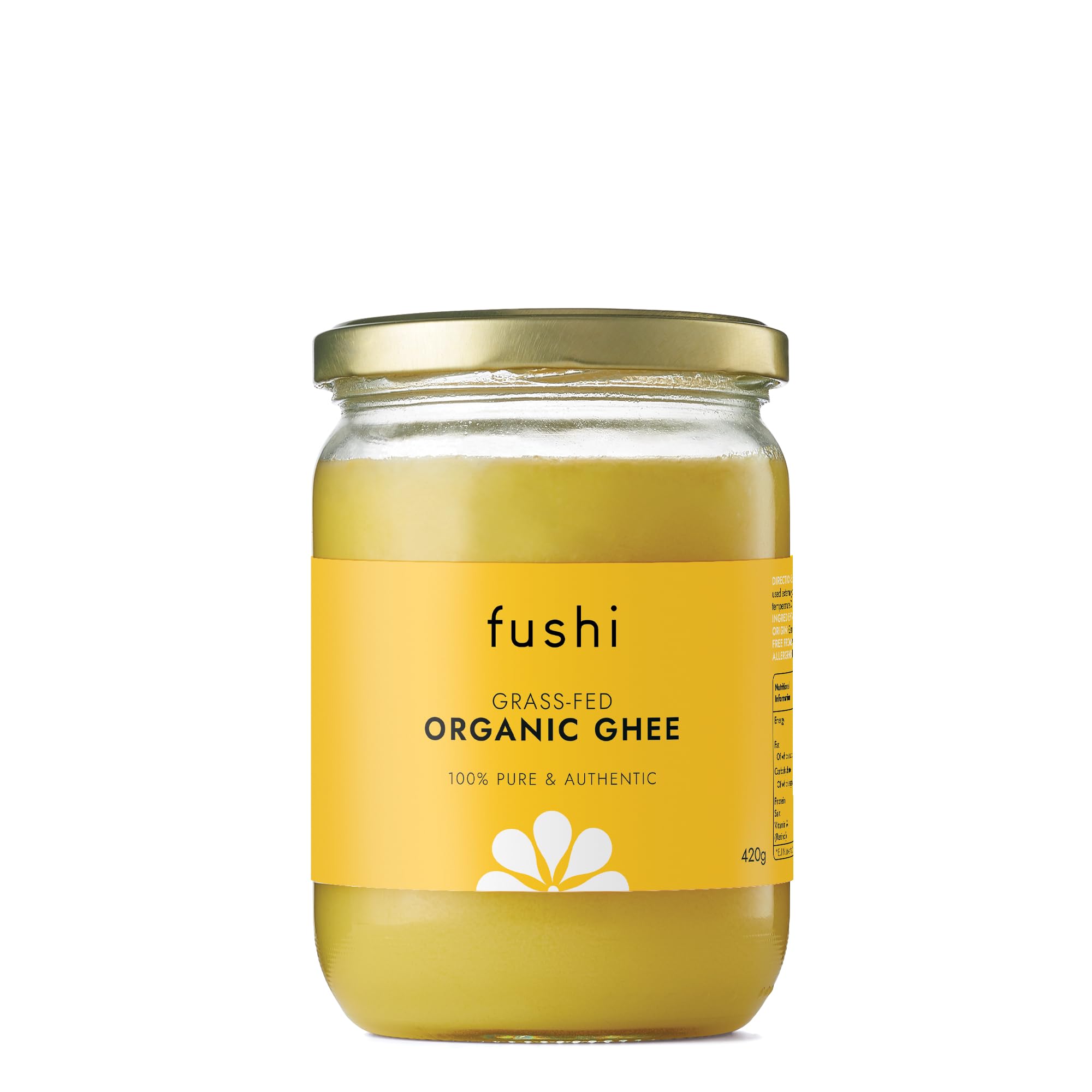 Fushi Bio-Ghee 420 g – Bio-zertifiziert | Englisches Ghee | Vegetarisch, Cl