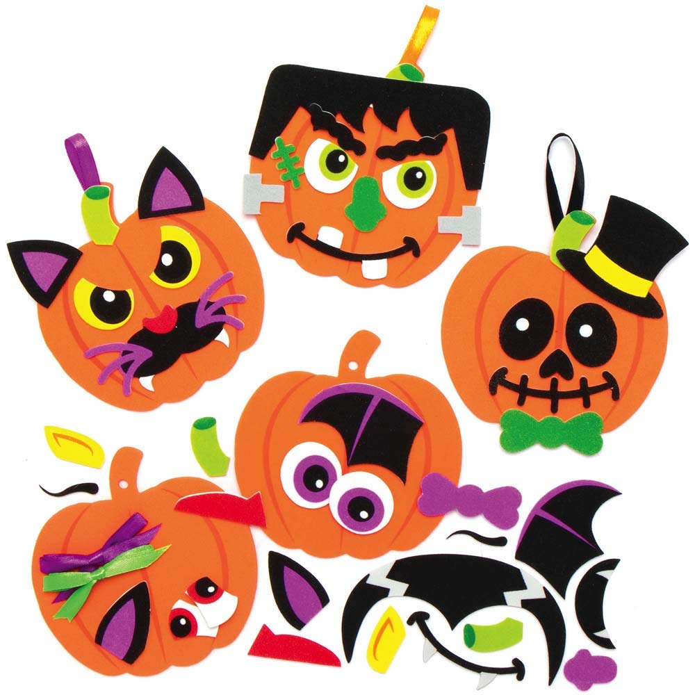 Baker Ross Kürbis-Mix-and-Match-Bastelsets für Halloween-Dekorationen – 8er-Pack