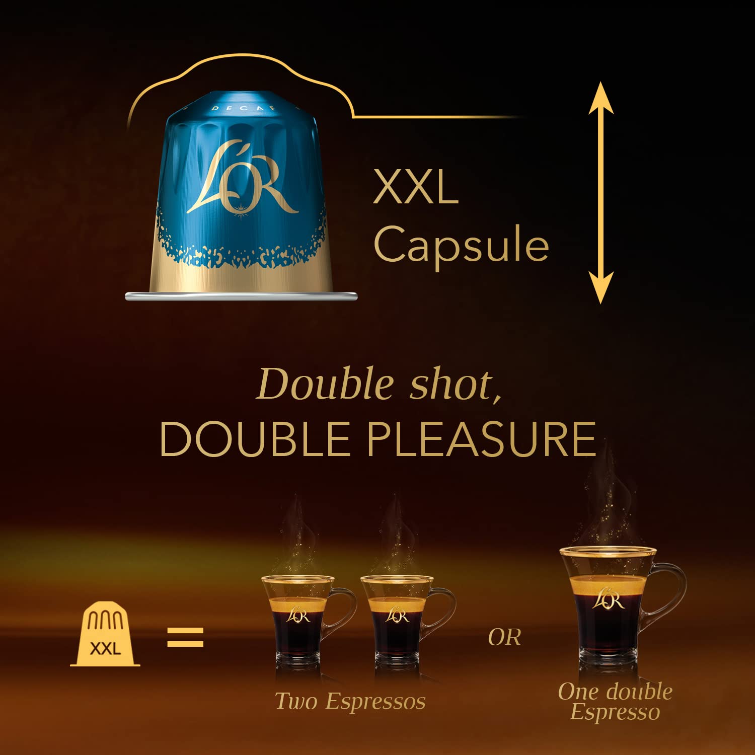 L'OR Barista Double Decaffeinato XXL Aluminium-Kaffeekapseln – 50er-Packung (5 x 10 Pads)