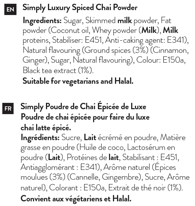 Simply – Luxuriöses, gewürztes Chai-Pulver für Latte, reichhaltige aromatische Mischung