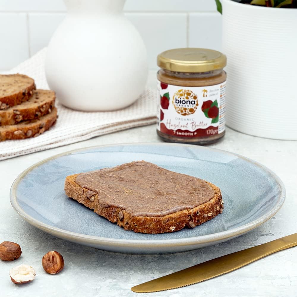 Biona Bio-Haselnussbutter, 170 g – geschmeidig, palmöl- und emulgatorfrei – 100 % biologisch