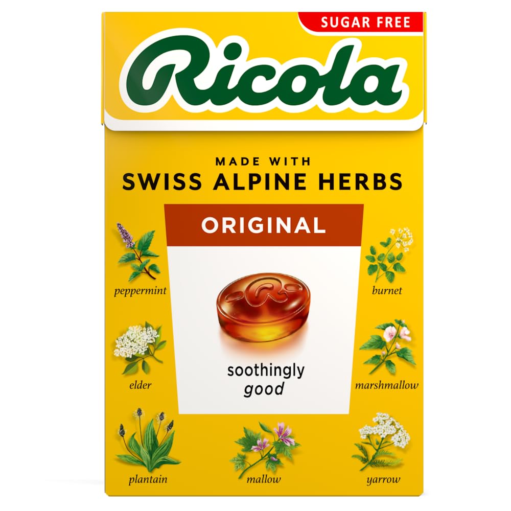 Ricola Original Schweizer Kräuterbonbons ohne Zucker, Kräuterbonbons, Bonbonbox 45 g – Packung mit 20 Boxen