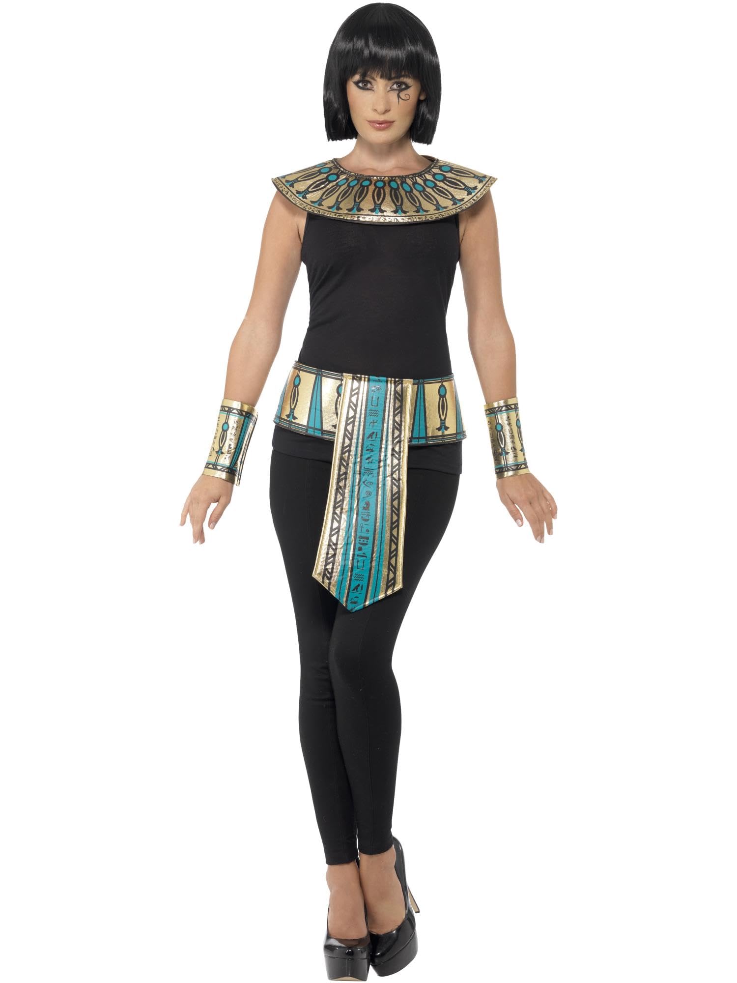 Smiffys Egyptian Costume Kit - Gold with Collar, Cuffs & Belt for Legends & Myths Dress Up