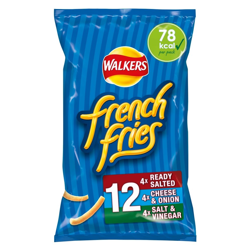 Walkers Pommes Frites Geschmack Knusprige Kartoffelsnacks Multipack 12 x 18g