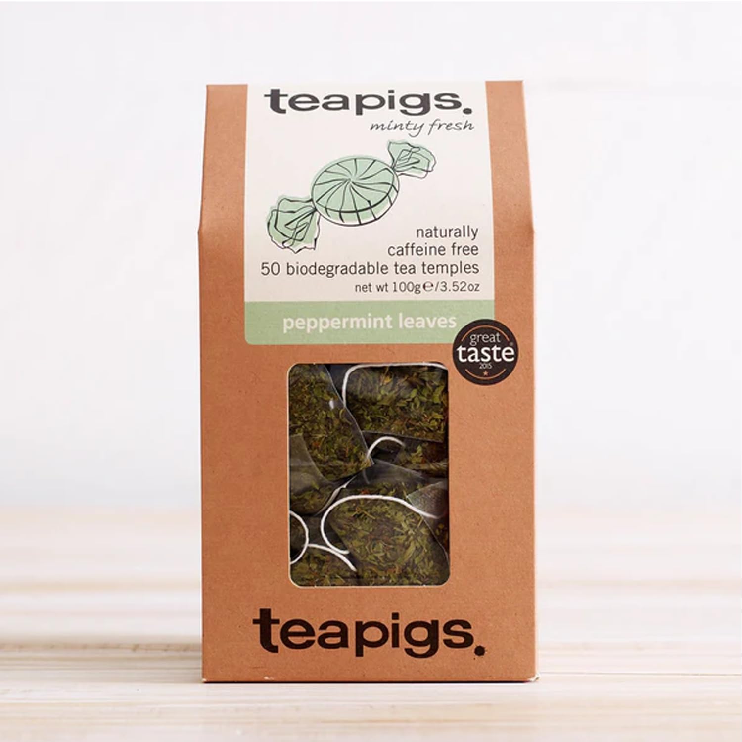 teapigs Pfefferminztee – Koffeinfreie Minzteebeutel mit ganzen Pfefferminzblättern – 50 Beutel