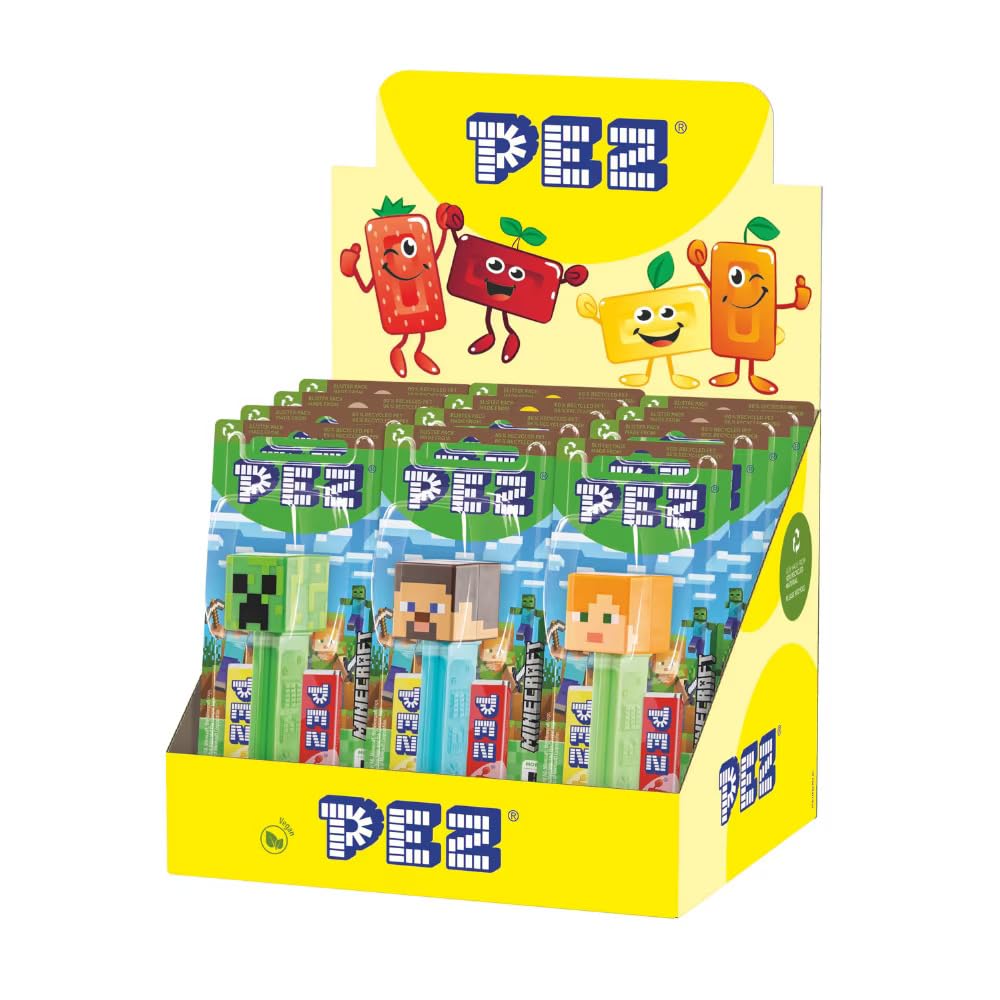 PEZ Minecraft Charakter-Süßigkeitenspender - Steve, Alex, Creeper & Enderdrache Süßigkeitenspender-Paket