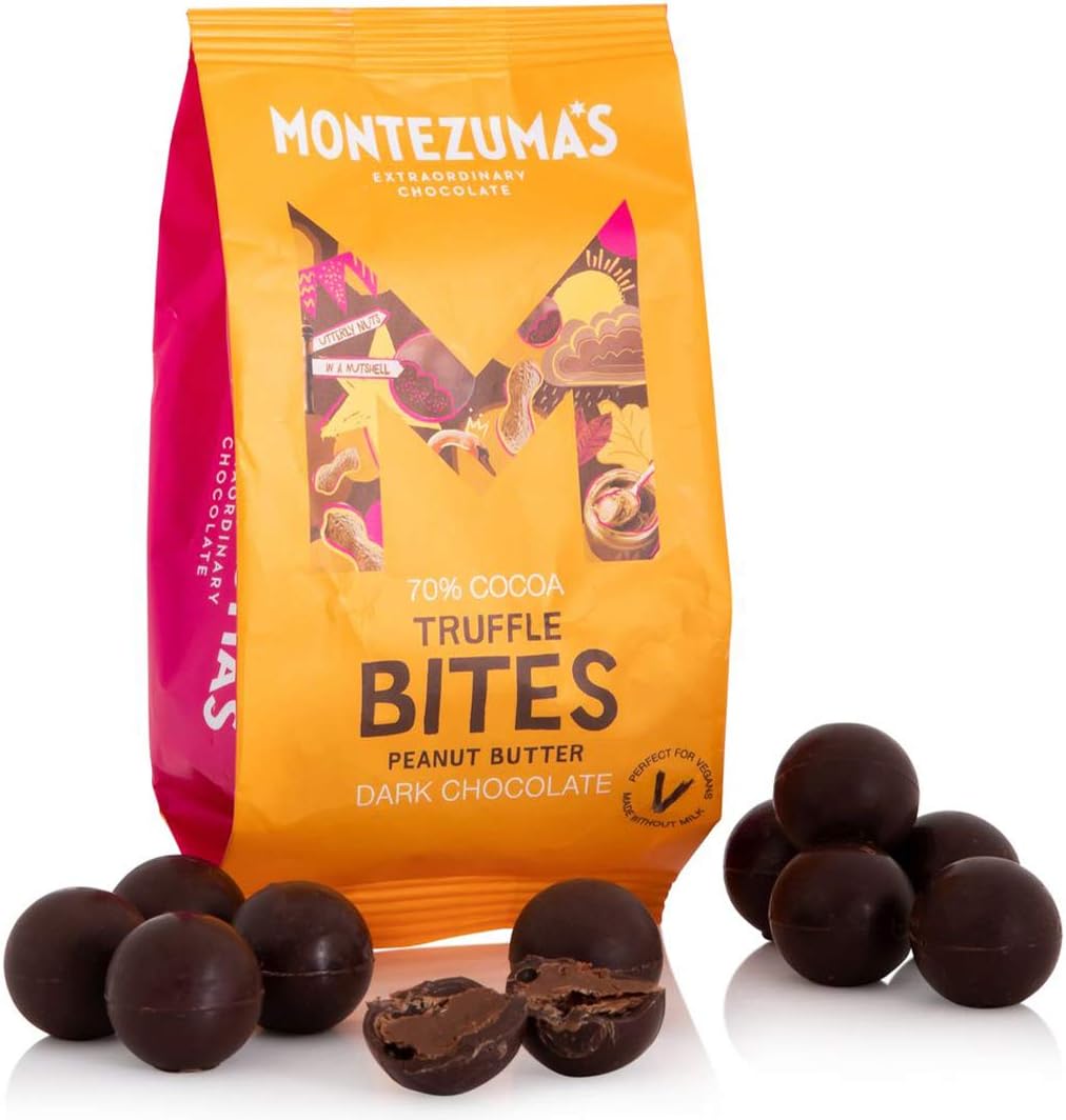 Montezuma - 70 % Kakao, dunkle Schokolade mit Erdnussbutter-Trüffelstückchen, 120 g