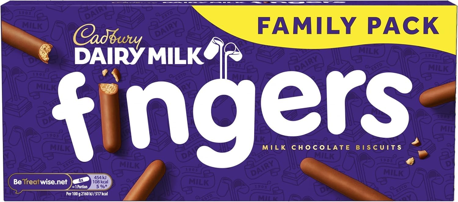 Cadbury Dairy Milk Fingers Milchschokoladenkekse, knusprige Keksfinger mit zarter Schokoladenhülle