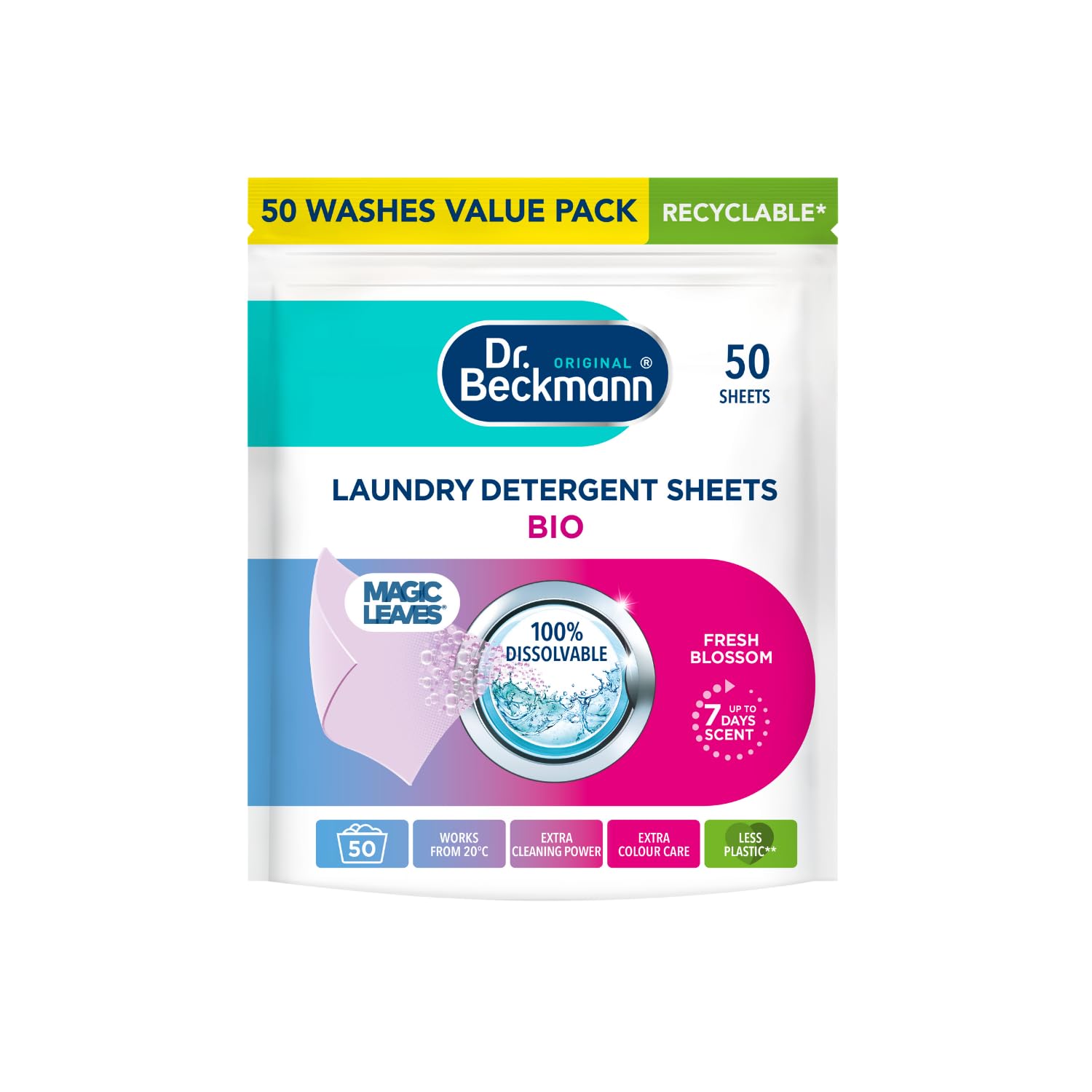 Dr. Beckmann Waschmittelblätter BIO - Frischer Blütenduft, 240g
