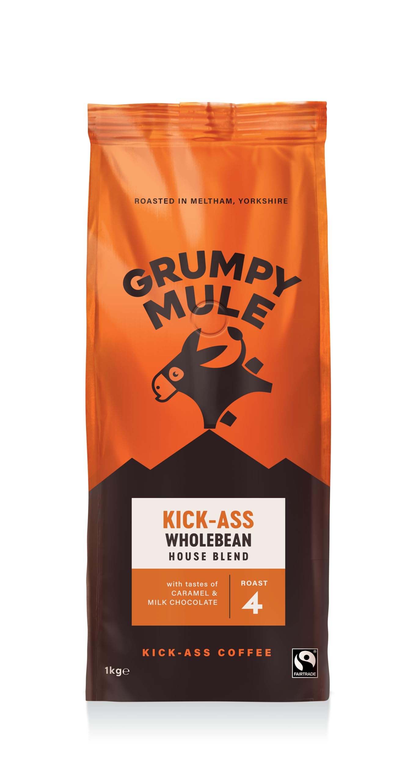 Grumpy Mule Kick-Ass House Blend Ganze Kaffeebohnen – Röstgrad 4 mit Karamell- und Milchschokoladennoten