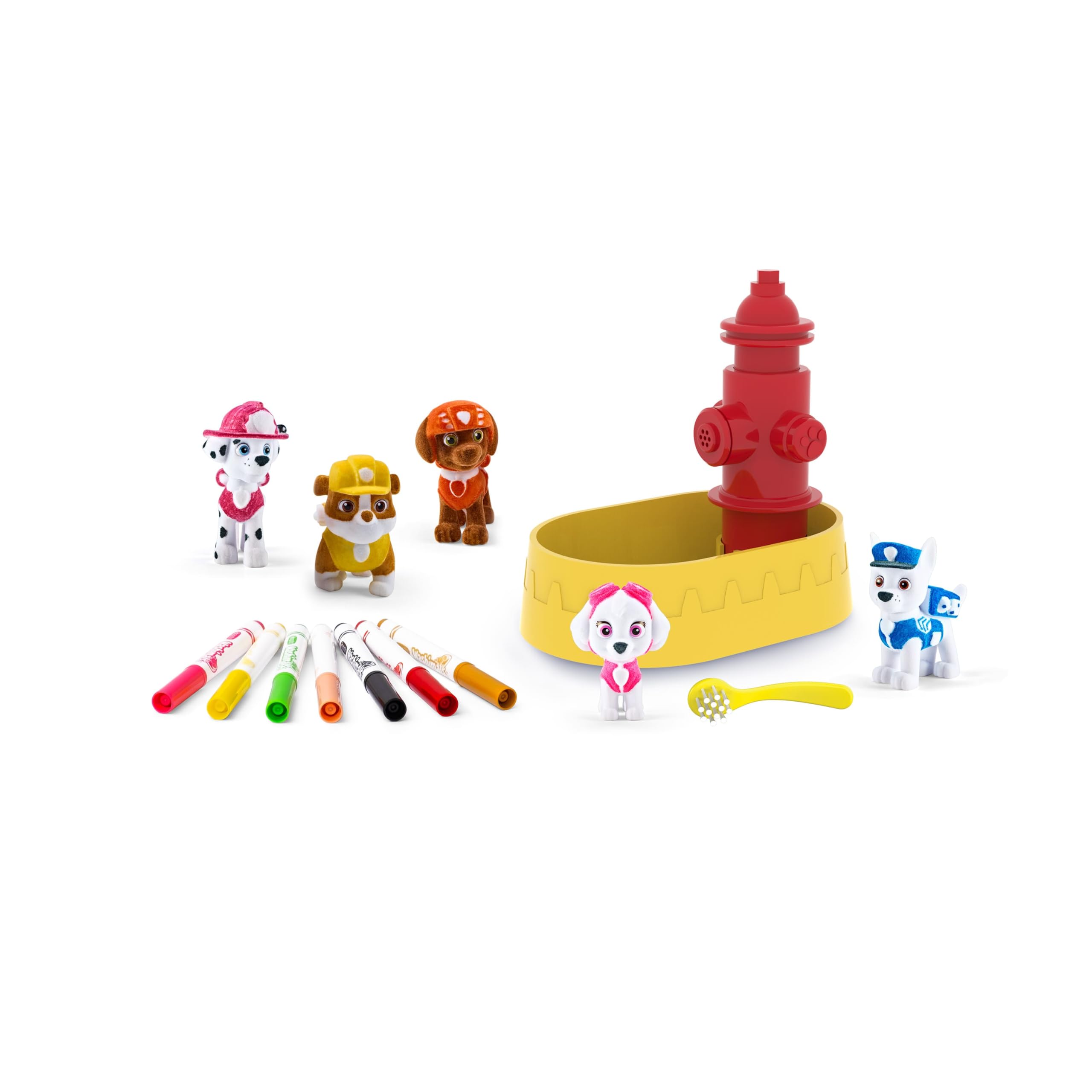 CRAYOLA Washimals - Paw Patrol Fire Hydrant Playset with 5 Washable Puppies & Markers