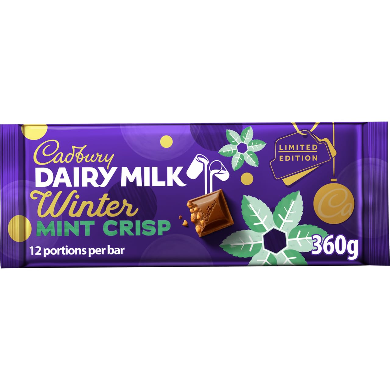 Cadbury Dairy Milk Winter Mint Crisp Edition 360 g Schokoriegel