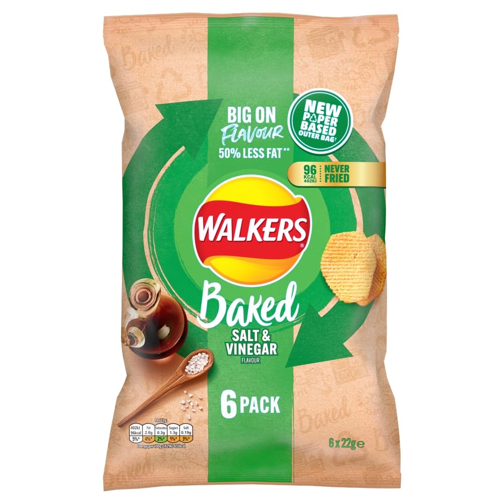 Walkers Ofengebackene Salz- und Essigchips, 6 x 22 g, Multipack