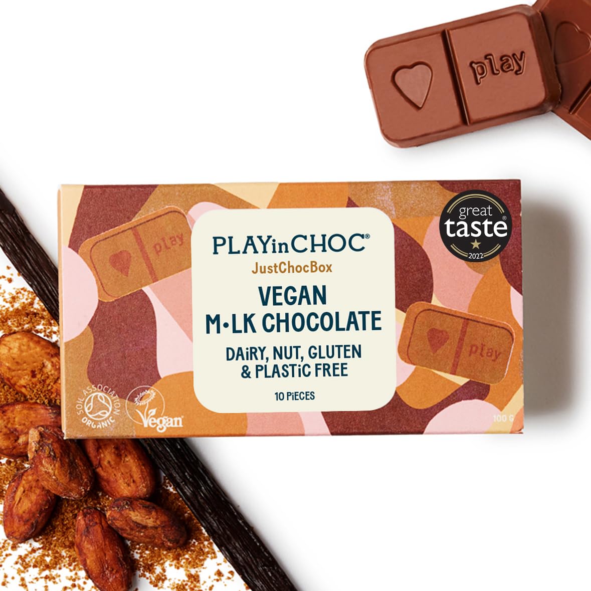 PLAYin CHOC JustChoc Veganer Bio-Schokoriegel – allergiefreier, milchfreier Leckerbissen