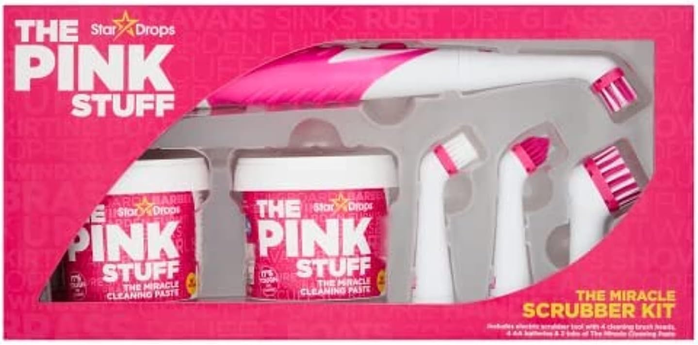 Stardrops – The Pink Stuff Miracle Scrubber Kit mit Elektrowerkzeug und 4 Bürstenköpfen