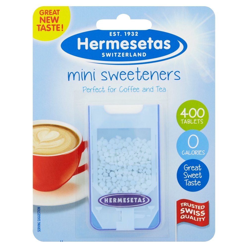 Hermesetas Mini-Süßstofftabletten, 400 Stück – 0 Kalorien, glutenfrei, koscher, vegan